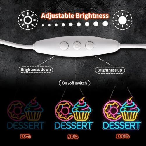 Image of Desserts Neon Sign, Dimmable LED Light Sign for Dessert Cafe Shop Decor