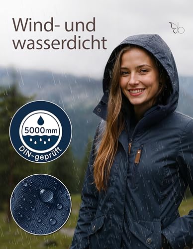 berydale Winterjacke Damen Parka I Warme Übergangsjacke Damen I Atmungsaktiv, Wind- und Wasserdicht I Wintermantel mit Thermowattierung