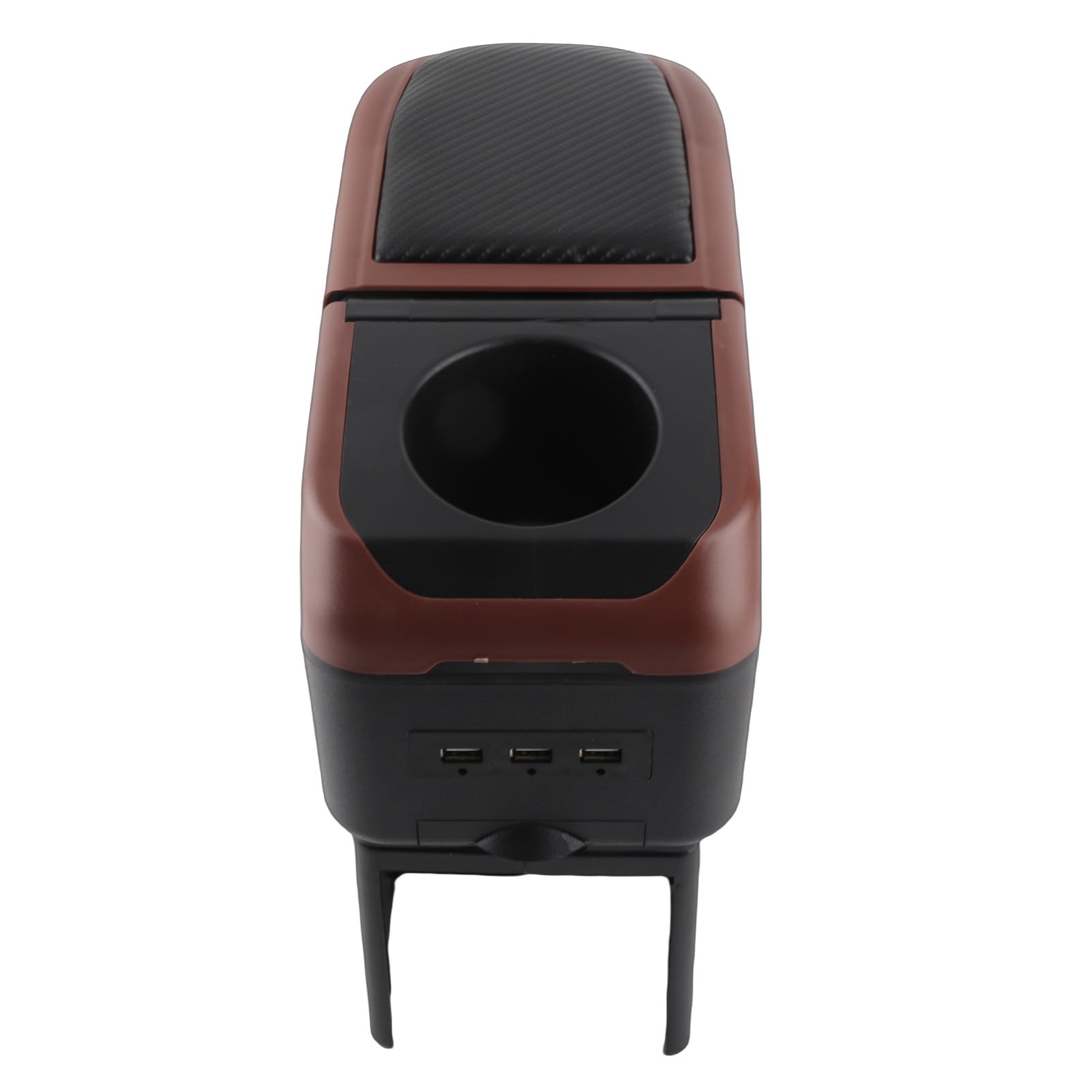 SIXRUN Organizzatore Centrale per Auto, Box Bracciolo Regolabile in Pelle ABS PU con Spazio per Console a 2 Strati, 6 Porte USB, Supporto a Gomito Scorrevole per SUV, Camion, Auto (Brown)