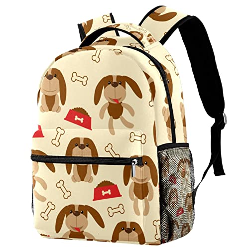 Sac à dos pour filles et garçons avec porte-bouteille au motif os de chien mignon pour l'école