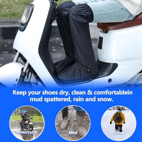 Image of 23.62 Inch Rain Shoes Cover for Men Women, Tall Waterproof Shoe Cover Protector, Reusable PVC Shoe Cover for Rainy Season with Reflective Strips for Outdoor Activities and Rainy Season