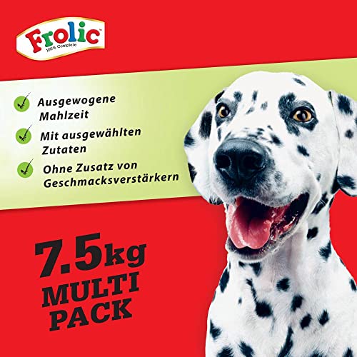 Frolic Hundefutter Trockenfutter mit Geflügel, Gemüse und Reis, 5 Beutel (5 x 1,5kg)