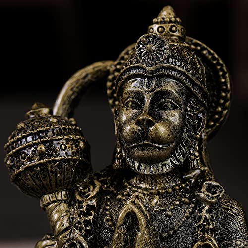 Estatua de Hanuman figura mitológica de resina y metal miniatura 3