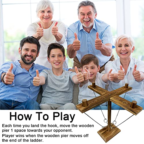 Ring Hook Toss Game, Hook And Ring Tossing Toy With Shot Ladder, Handmade Wooden Interactive Games For Bars, Home And Party Fun (15.75In/4 People Play/Cups Put On Top) #TOP2