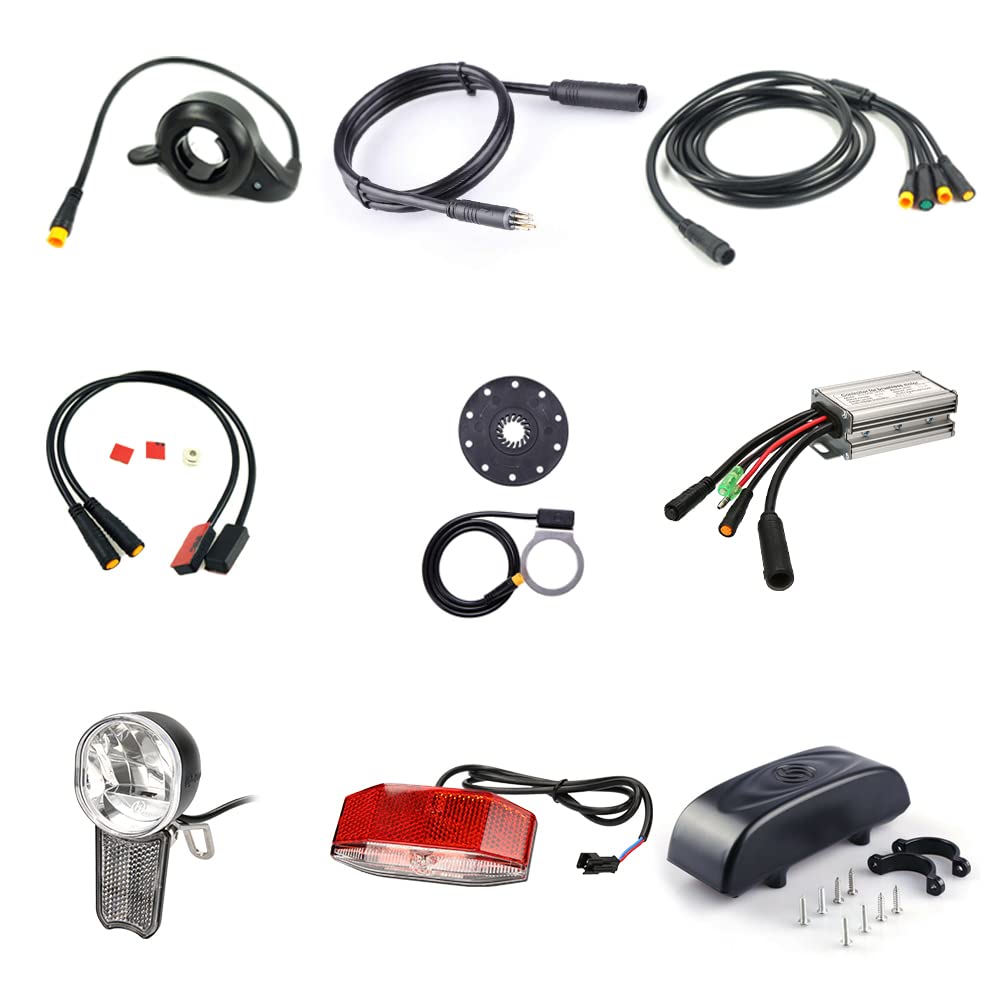 E-Bike Umbausatz, Nabenmotor Hinterrad, Schwarz, Waterproof, 26', 48V/500W, Controller, Daumengas, Display, Lichter, Bremssensor, Pedalsensor, Controller-Box, E-Bike, Pedelec