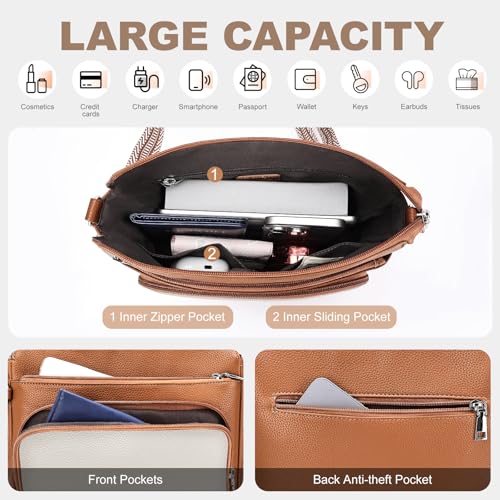 Image of SYTRAH Anti-Theft Crossbody Purse for Women, Crossbody Shoulder Bag with Built-in Wallet & RFID Blocking for Travel Workout