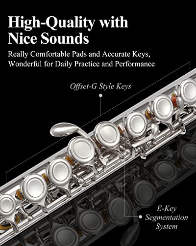 Image of Eastar 16-Key Closed Hole C Flute Kids Beginner, Nickel Full Kit, EFL-1