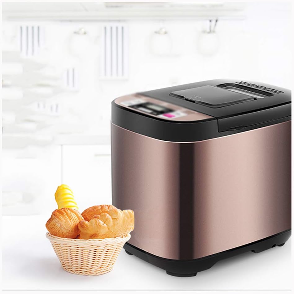 MDEOH Bread Machine Home Automatic and Noodle Fermented Breakfast Bread Machine Small Smart Spread Meat Floss Multi-Function Bread Machine 600W, Brown