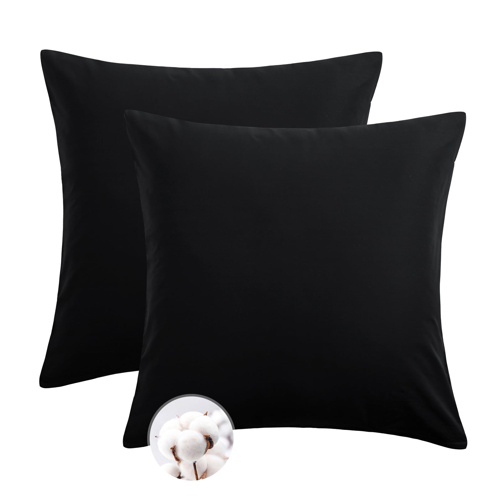 Aisbo Kissenbezug 80x80 Baumwolle 2er Set - weiche Kopfkissenbezug 80 x 80 Schwarz mit Reißverschluss, 80x80cm Pillow Cover Pillowcase