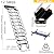 12 Stpes Wall-Mounted Folding Stairs, Telescopic Attic Ladder, Pull Down System Folding with Handrail, Applicable Height is 9.6-10ft, Extendable Ladder for Home Garage Attic(Black, 9.6-10ft)