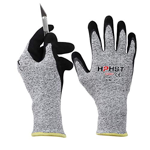 Preisvergleich Produktbild HPHST Schnittschutz Handschuhe Handschutz für Schneiden Arbeitshandschuhe Level 5 Gartenhandschuhe Herren Damen Schnittfeste Handschuhe für Küchen Gartenbau Baustelle Grau 2 Paare Größe:10 / XL