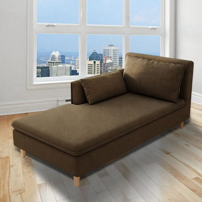 Image of Nordic Chaise Lounge Sofa Chaise Lounger Seater Ottoman Sofa Bench Pouf Puffes Sofa Lounge for Living Room Couch Chaise Furniture (Dark Coffee)