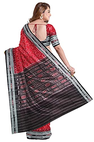 Image of Odisha Sambalpuri Handloom Ikat Women's Cotton Saree, Odisha Handloom Handmade Pure Cotton Khandua Saree, Ikkat Orissa Traditional Handloom Saree Without Blouse