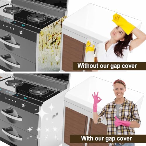 Image of Silicone Kitchen Stove Counter Gap Covers - 21 Inch Gap Filler 2 Pack Black