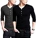 Neonysweets Mens Long Sleeve Henley Shirts 2 Packs Black Grey Size L
