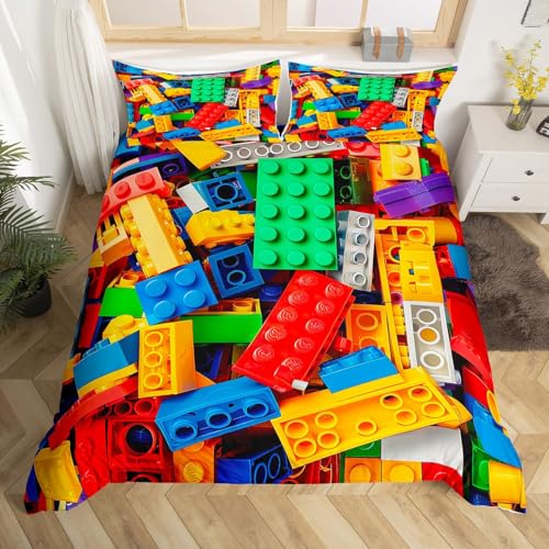 Erosebridal Building Blocks Duvet Cover Full, Colorful Bedding Set For Boys Girls thumb #2