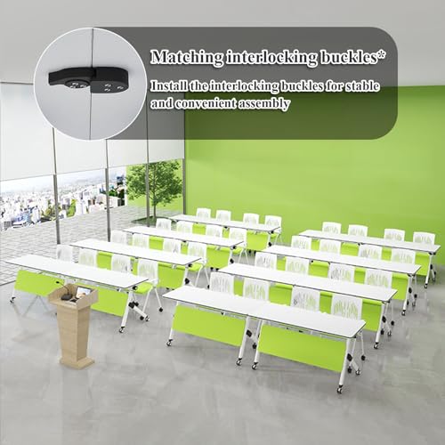 Tavolo da conferenza Pieghevole Mobile 55"x20"x30" con Piano Ribaltabile, salvaspazio, con Ruote per riunioni e Formazione - Design modulare Portatile Nero