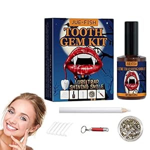 10 Pcs Tand Gem Kit,Verwijderbare tand ornamenten sieraden edelstenen Kit – DIY tijdelijke tandsteen applicatiekit met uithardende lichte lijmkatoenrollen Umifica