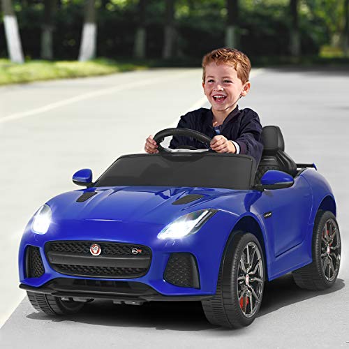 COSTWAY Jaguar Elektro Kinderauto mit Geschichten & Musik & Hupe & Scheinwerfer, 12V Kinderfahrzeug mit 2,4G Fernbedienung, Elektroauto 3-5km/h für Kinder ab 3 Jahre (Marine) – Bild 3