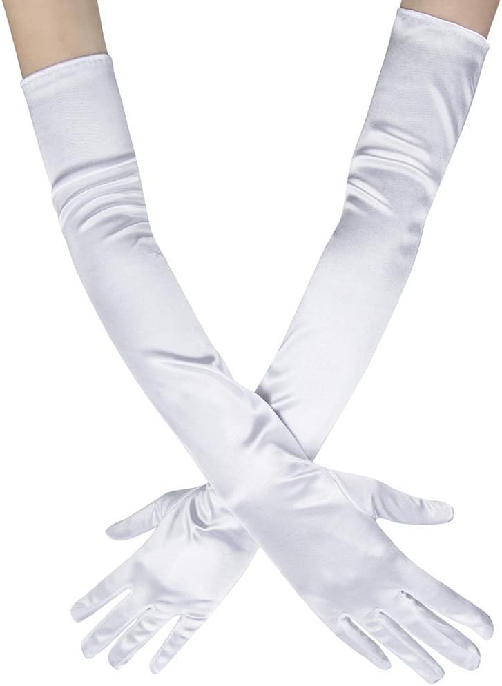 Women Long Evening Gloves Satin Elbow Gloves Bridal Fancy Dress Gloves Wedding Prom Opera Gloves 1920s Style for Women
