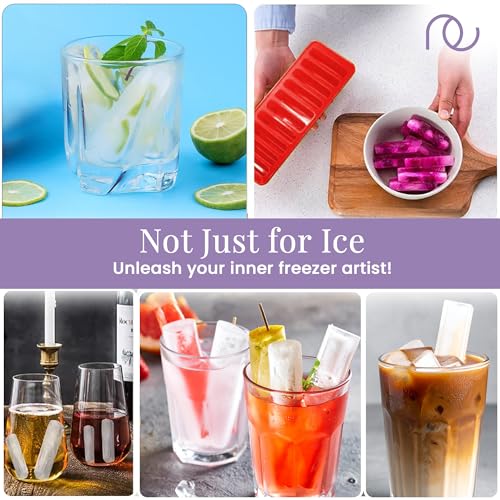 Image of Frenchware Multipurpose Ice Cube Tray Mould with 10 Cavity Mould, Red | Small Rectangle Shapes, For Cocktail, Whiskey, Coffee, Fruit Juice