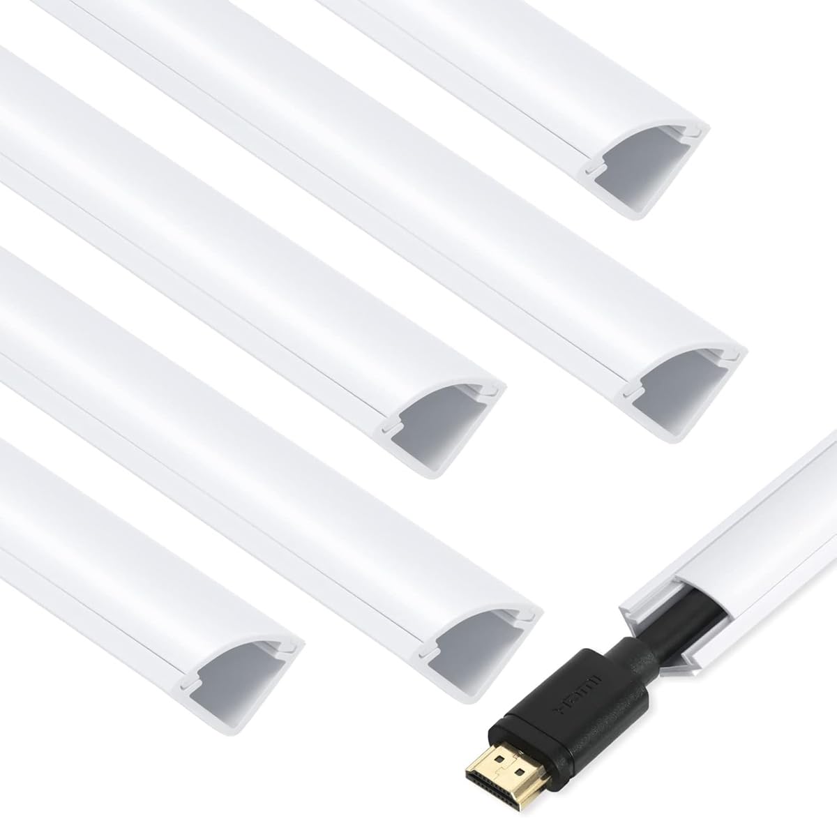 Serplex® 15.7'' PVC Cable Raceways for Baseboards, 5Pcs Self-Adhesive Cable Trunking Cord Cover, Wire Concealer Management Channel for Home, Office, and Wall Mount TV Setup-image-17