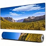 FEHWI Mauspad 80×30 cm Verlängertes großes Mauspad Schreibtischauflage,Yosemite EL Capitan und Half Dome in den Naturparks,genähte Kanten Gaming Mauspad,rutschfeste Gummibasis