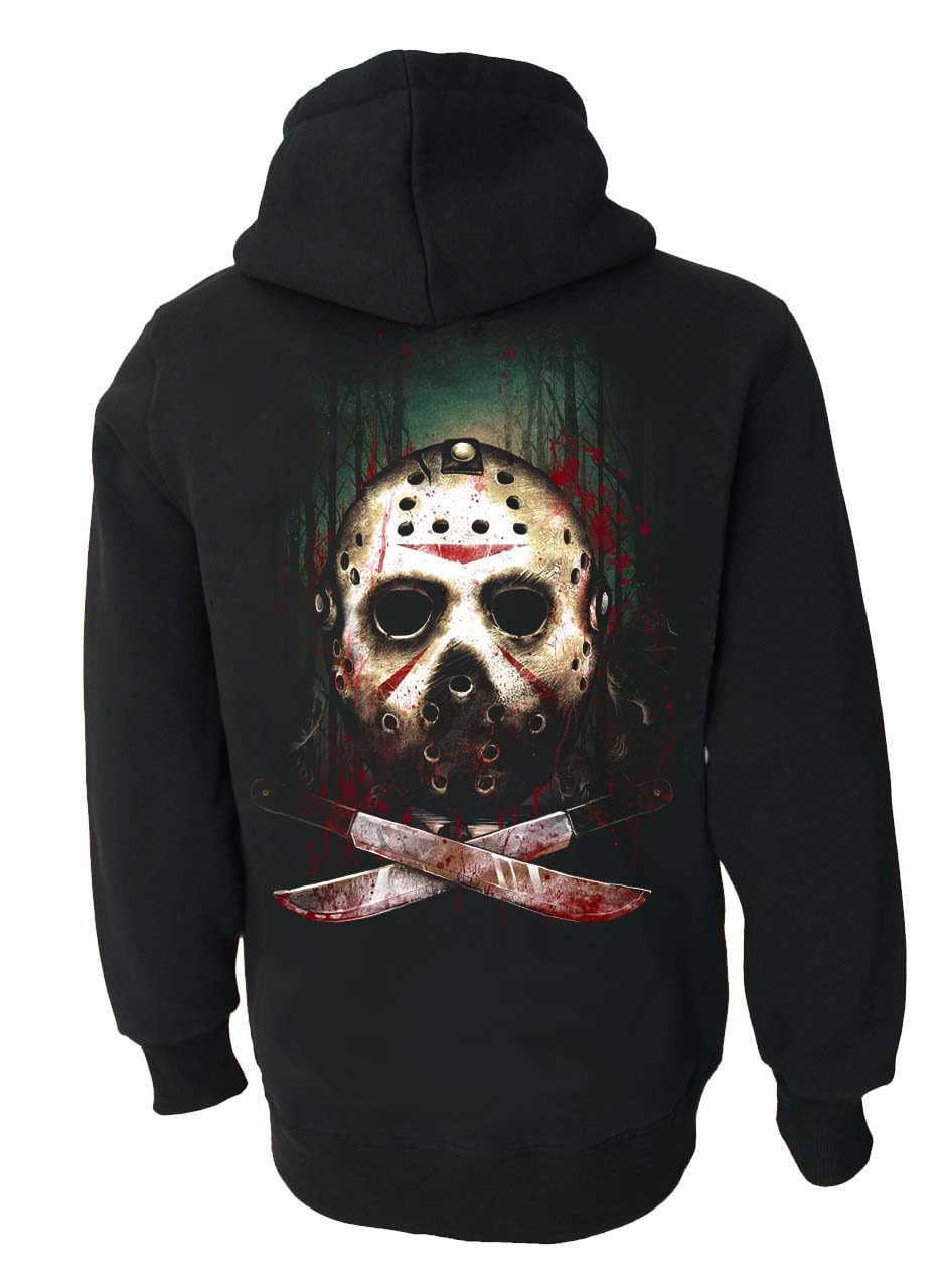 Jason Vorhees Inspred Genuine Darkside Horror Movie Fleece Zip Up Sweater Hoodie XX Large Black