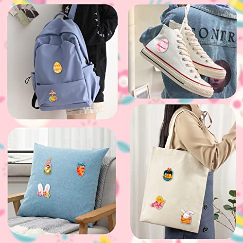 Oapenxaie Easter Patch 9Pcs, Cute Bunny Chick Egg Iron On Sew On Embroidery Patches Applique For Diy Backpack Jeans Hat Jackets Jacket T-Shirts Clothes Easter Gift thumb #2
