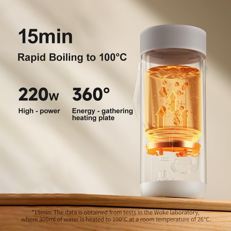 Miniatura 3 de Hervidor eléctrico de viaje de 11.8 fl oz, hervidor portátil para viajes, tetera de café pequeña, caldera de agua caliente recargable por USB de