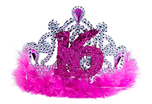 Preisvergleich Produktbild Sweet 16. Tiara mit rosa Federn