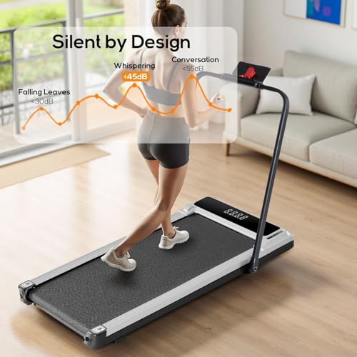 Image of Walking Pad Under Desk Treadmill, Portable Compact Electric Walking Treadmill, Quiet Fitness Machine with Remote Control & LED Display for Home Office