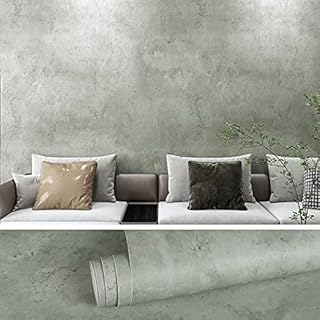 VEELIKE Self Adhesive Grey Cement Wallpaper Waterproof for Living Room Kitchen Contact Paper Countertops Cupboard Cabinet Worktop Vinyl Covering Sticky Back Plastic Roll Removable 40cm x 300cm