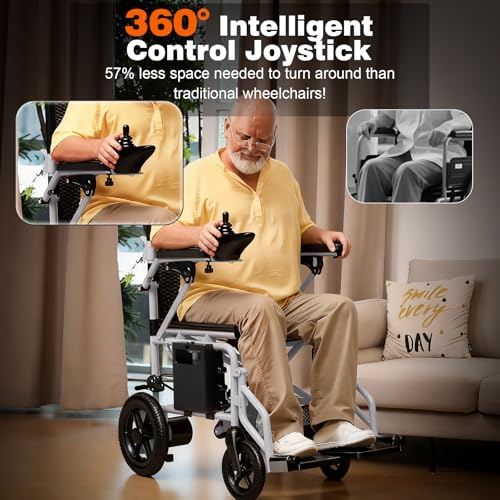 Image of [2025 Upgrade] Hassky Electric Wheelchair for Adults Foldable, 15 Miles Range Motorized Wheelchair, All Terrain Power Wheelchairs for Seniors Supports Up to 350 lbs White