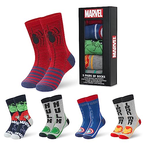 Marvel Avengers Socken Herren Teenager Größe 4045 5er-Pack Weich und Atmungsaktiv Herrensocken Set Geschenke für Männer (40/45 EU Mehrfarbig)