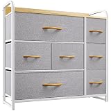 YITAHOME Cajonera de Tela, Cómoda de Tela, Unidad de Almacenamiento de Tela, con 7 cajones Extraíbles, Cómoda de para Sala de Estar, Dormitorio, habitación Infantil, Gris Claro