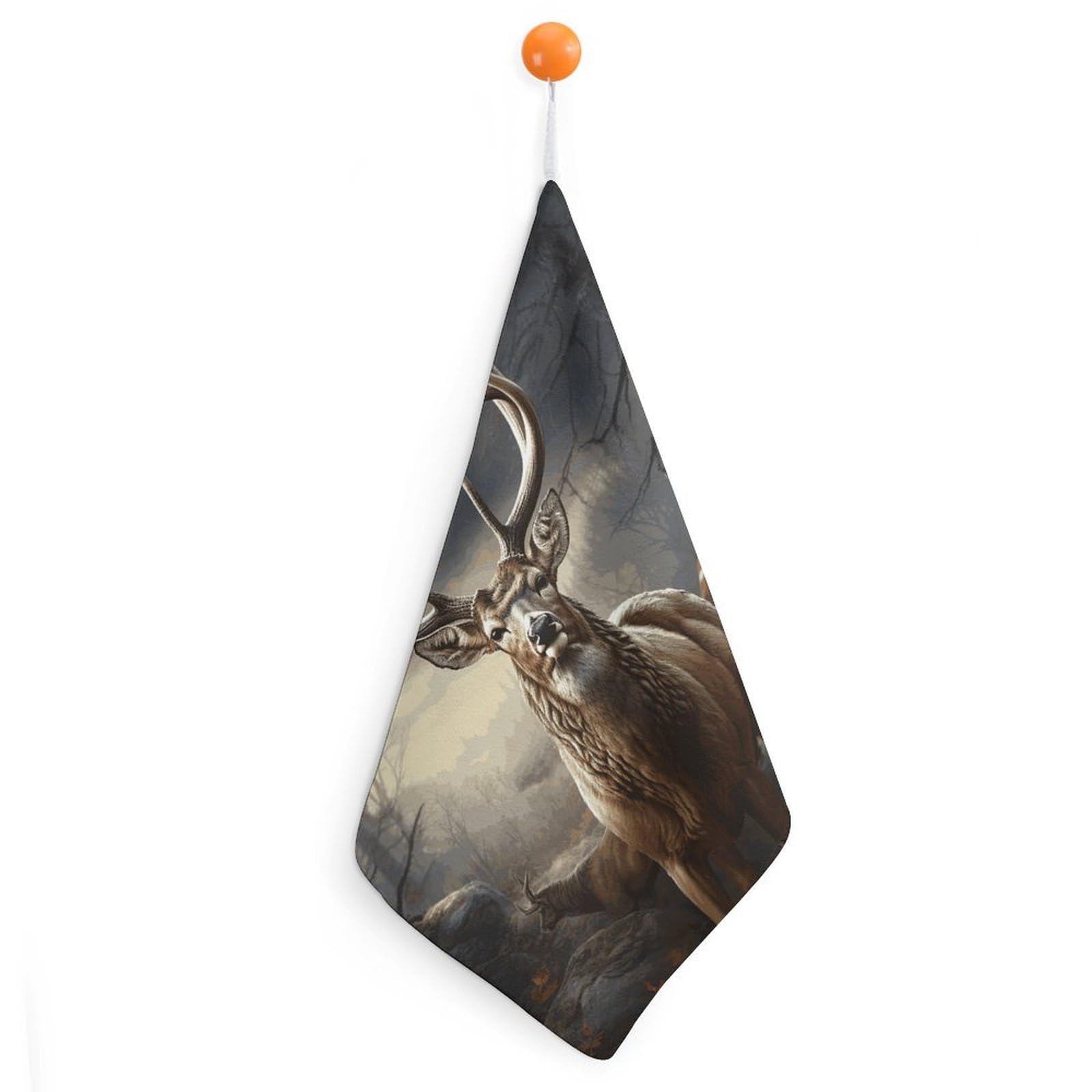 QMNLKH Deer Hunting Season Hand Towels for Kitchen, Quick Dry Hanging Hand Towels with Loops, Absorbent Hand Towel for Bathroom, Square Soft Microfiber Towels for Gym, 11.8inch 1PCS