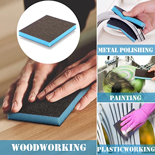 8Pcs 60 Grit Sanding Sponge, Jamiikury Coarse Sanding Blocks Washable and Reusable, Wet Dry Sandpaper Sponge for Wood Metal FurniturePaint and Drywall