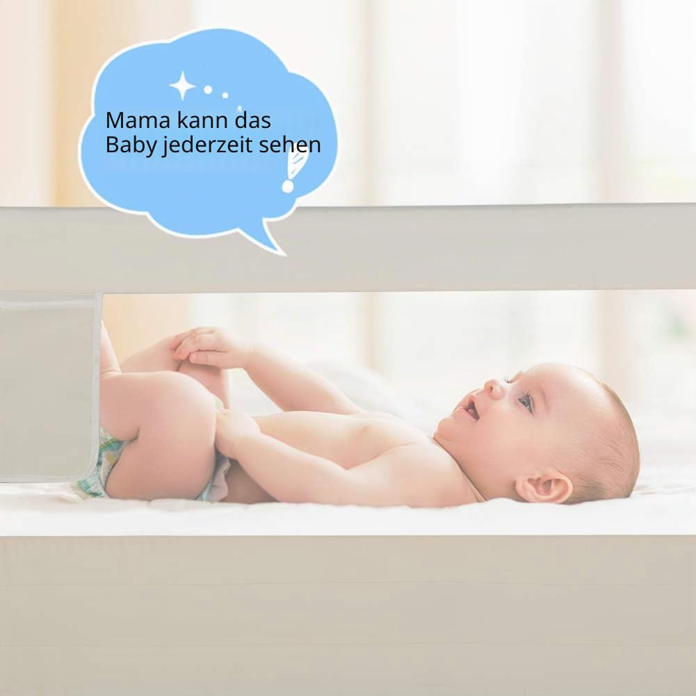 Klappbares Bettgitter Bettschutzgitter, Verstellbare Bettschutzgitter Kinderbettgitter, Babybettgitter Gitter Kinderbett Fallschutz Rausfallschutz bett für Kleinkinder Babys und Kinder 180cm × 68cm