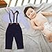 KOMBIUDA Boy Suits Set with Long Sleeve Dress Shirt and Boy Overalls, Formal Fit Suit for 12-18 Months, Solid Color Suspender Pants, Fashionable Gentleman Outfit for Spring and Autumn