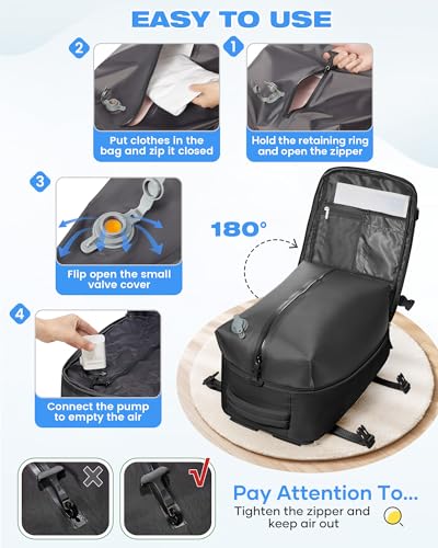 SZLX Sac à Dos Sous Vide Voyage 40x30x20 avec pompe Bagage Cabine 40x30x20 pour Ryanair Wizz air Bagage à Main Femme Sac à Dos pour Ordinateur Portable 14 Pouces Homme avec Compartiment à chaussures – Image 5