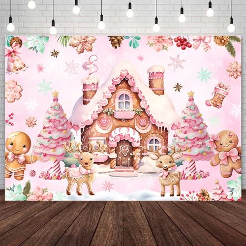 Toile de fond de Noël rose décoration fête et accessoires studio photo 2,1x1,5m