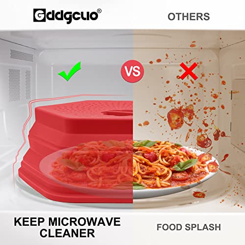 Gddgcuo Silicone Microwave Cover For Food, Collapsible Medium Microwave Cover, Heat Resistant Microwave Splatter Lid, Dish Cover For Splatter Guard Lid, Dishwasher Safe ＆ Bpa-Free (Red) #TOP2