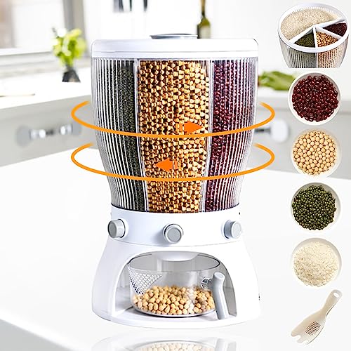 Produktfoto von Müslispender, 4 in 1 Müslispender Cerealienspender, 10L 360° Drehbarer transparenter Getreidebehälter,mit Messbecher&hellip;