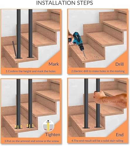 Kits de garde-corps de sécurité en fer forgé blanc avec tiges de support d'escalier 85cm - 4