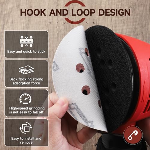 Sruhrak 80 Stück Schleifscheiben 125mm Schleifpapier Klett 8 Loch 60 Körnung Scheiben Set für Bosch Exzenterschleifer