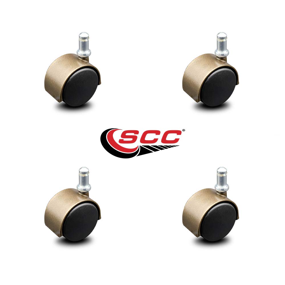 2 Inch Office Chair Stem Casters Set of 4 - Windsor Antique Hooded Nylon Twin Wheel with 7/16 Inch by 7/8 Inch Grip Ring Stem Casters - 300 lbs. Total Capacity - Service Caster Brand