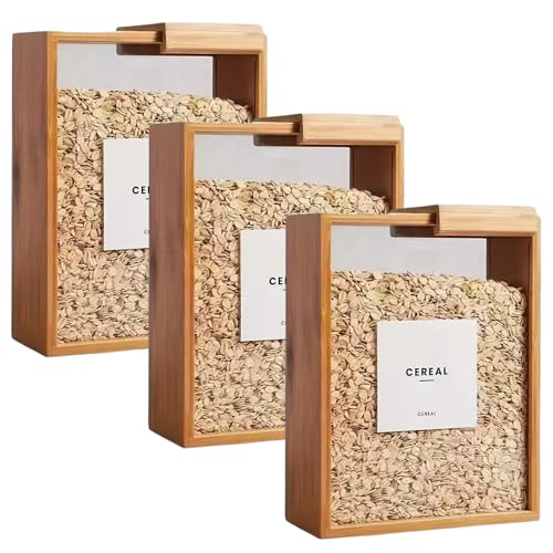 Catálogo para Comprar On-line Recipientes para cereales los 10 mejores. 46 Contenedores de almacenamiento de cereales 3 recipientes cereales madera 3 litros con tapas Contenedor hermético almacenamiento alimentos para arroz, harina, refrigerios...