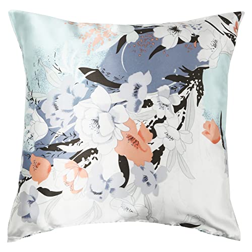 クッションカバー シルク100% 約45×45cm シルク サテン silk 絹 100% 19匁 16匁 ギフト かわいい おしゃれ 敏感肌 無地 花柄 人気 ファスナー ソファ ベッド インテリア カバー 母の日 (柄C)