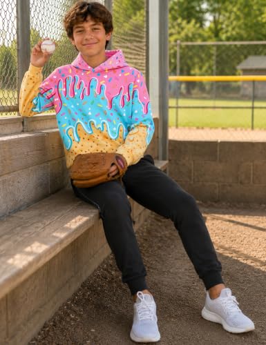 Move Dance Boys Baseball Hoodies Ice Cream Size 9-10 Pullover Sweatshirts - image 3